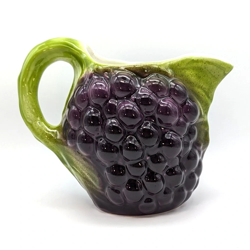 Vintage Pier 1 Majolica Grape Vine Pitcher 3D Made in Italy
